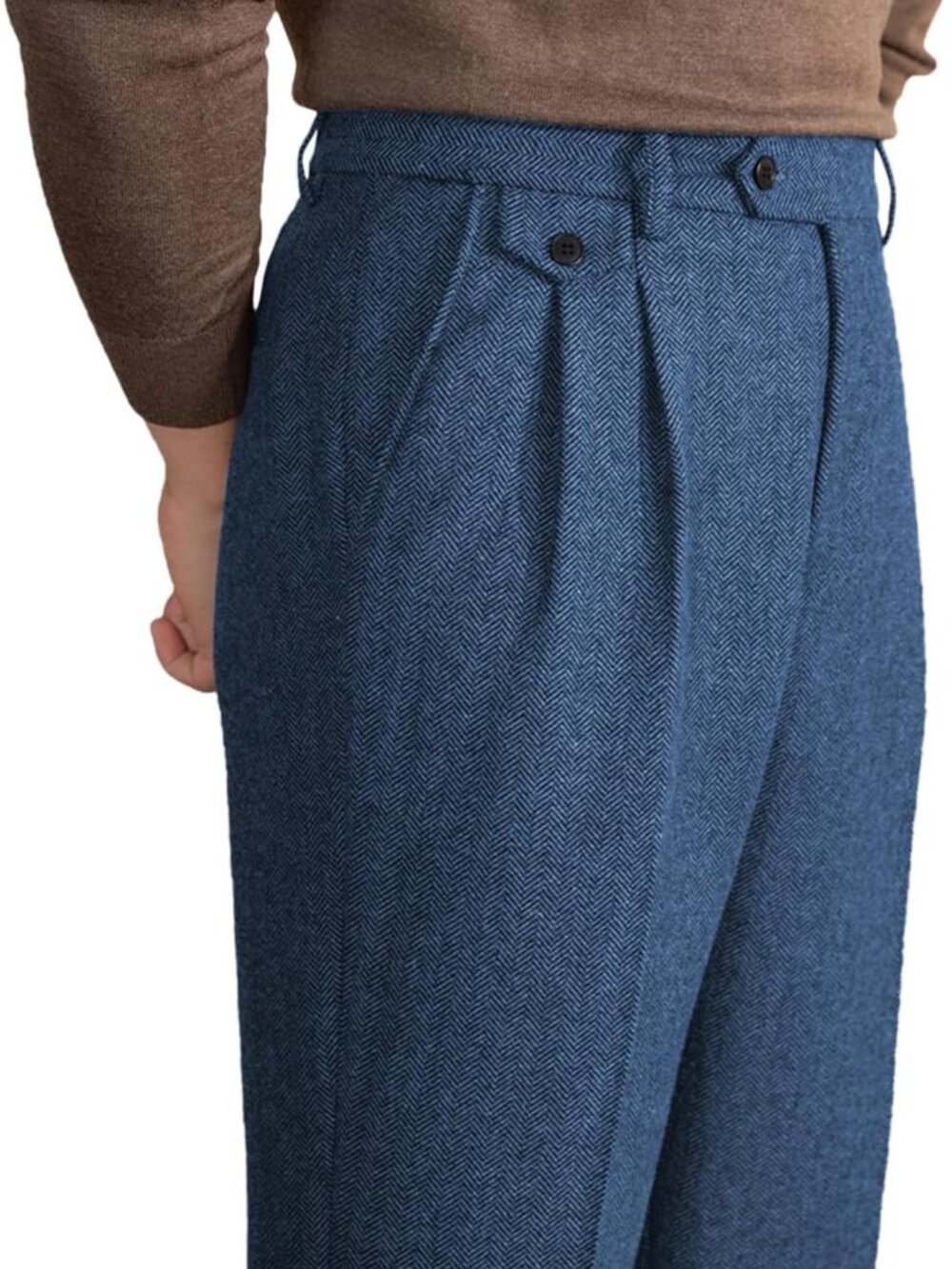 Vintage Herringbone Tweed Dress Pants for Men | Regular Fit Suit Trousers
